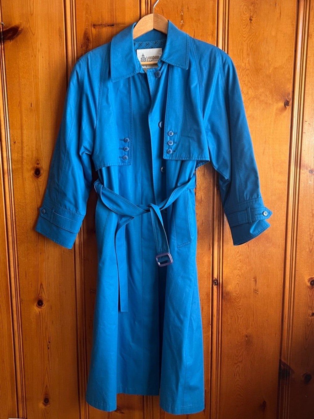 Bright Blue Vintage 70s/80s London Fog Trench Coat